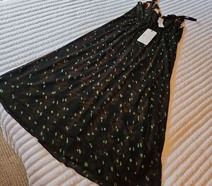 CAbi Black Dress with Green Accents